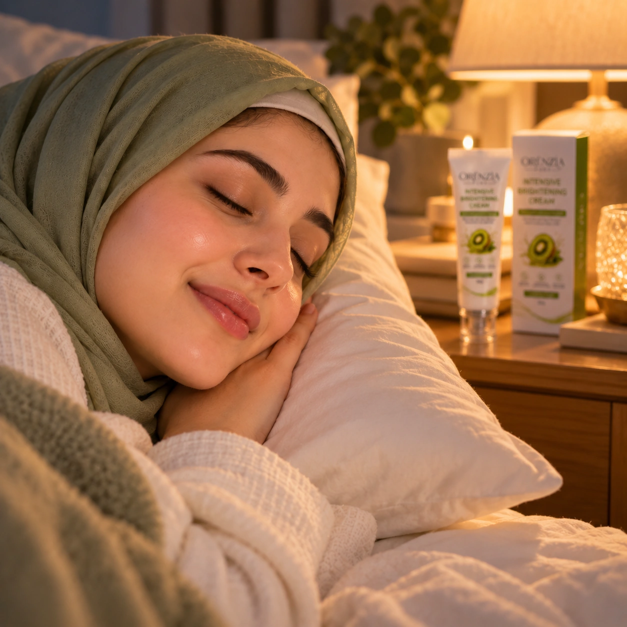 Letting Orenzia Pure Intensive Brightening Cream work overnight