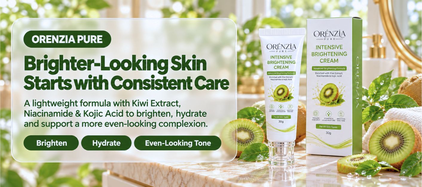 Orenzia Pure Intensive Brightening Cream with Kiwi Extract, Niacinamide and Kojic Acid for a brighter, more even-looking complexion